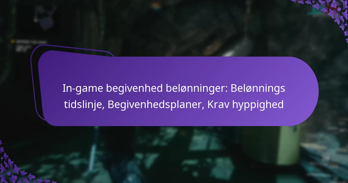 In-game begivenhed belønninger: Belønnings tidslinje, Begivenhedsplaner, Krav hyppighed