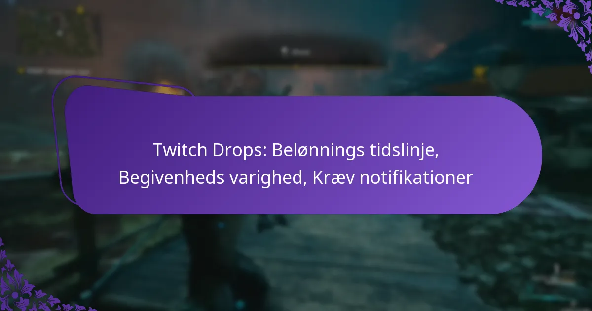 Twitch Drops: Belønnings tidslinje, Begivenheds varighed, Kræv notifikationer
